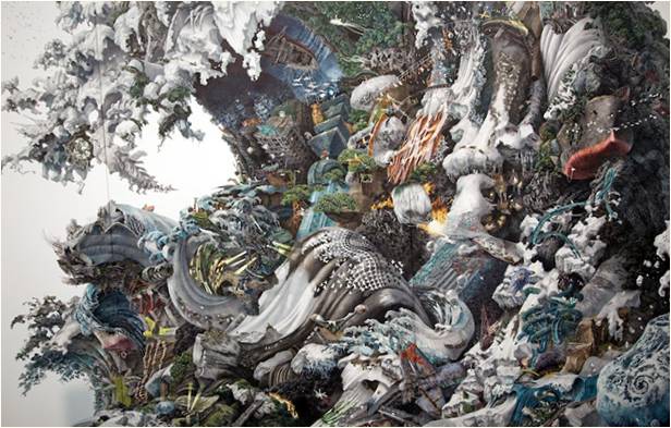 Манабу Икеда: Монументална картина със зашеметяващо детайлни сцени на хаоса след цунамито