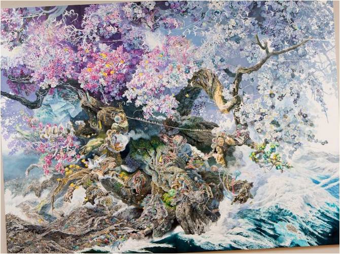 Манабу Икеда: монументална картина, в която хаотичните последици от цунамито са пресъздадени със зашеметяващи подробности